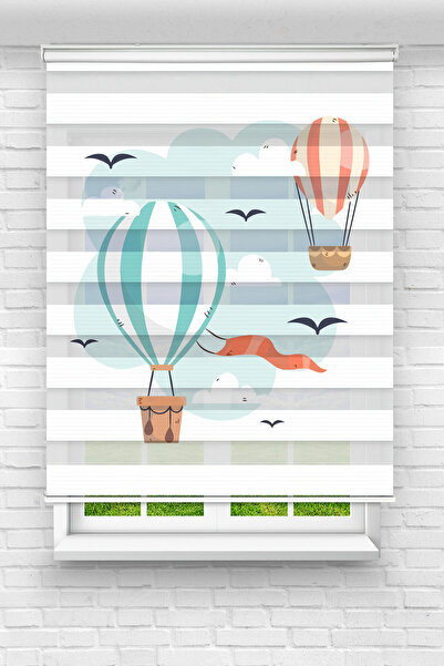 Perdecizade (ENXBOY)UÇAN BALONLAR DİJİTAL BASKILI ZEBRA PERDE-COCUK ODASI-STO...