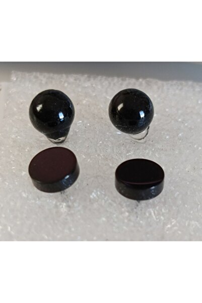 TREND Black Ball Earrings (5 mm - 1 Pair) & Black Flat Cylinder Earrings (6 mm - 1 Pair) - Men's Earring Set