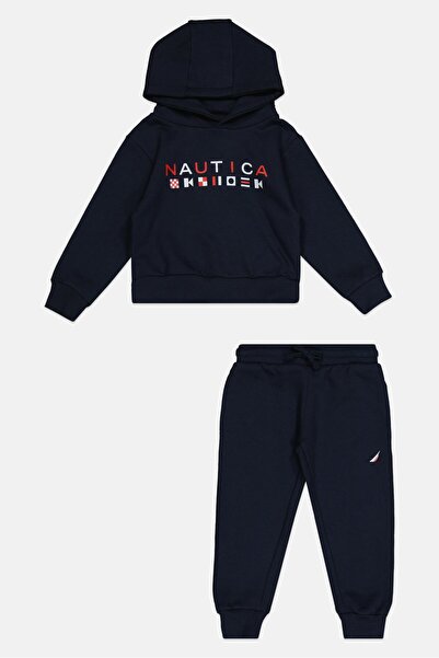 Nautica Toddlers Boy 2 Pieces Graphic Print Long Sleeve Hoodie And Sweatpants Set, Navy