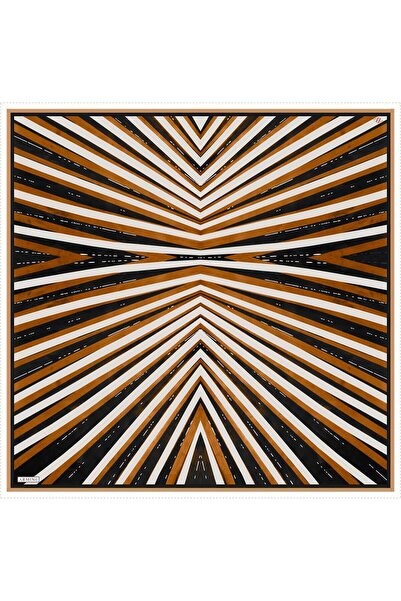 Armine Eșarfă din mătase Tivil cu model negru portocaliu IST 8943 - 50