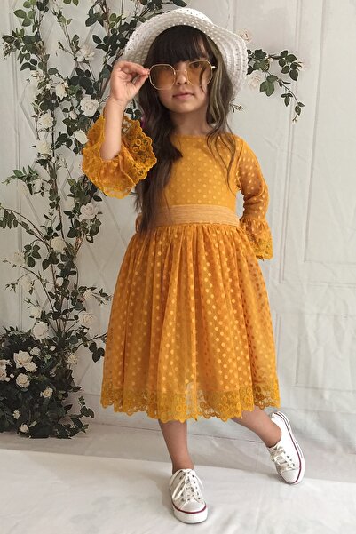 s.t. sebat tekstil Rochie pentru fete cu maneca lunga cu palarie din dantela