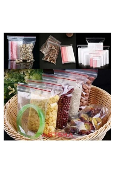 Tuna كيس قابل للغلق لحفظ الحناء والوجبات الخفيفة والتمر 9×11 100 قطعة 30 ميكرون.