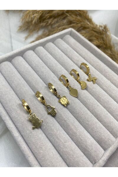 Kaan Accessoire 🌟   Cute Figured Dangle Earrings Set of 6 - Gold Color