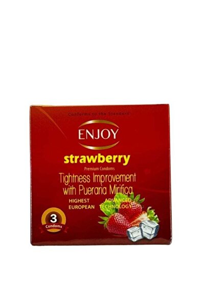 Enjoy Premium strawberry flavored condoms, 3 pieces