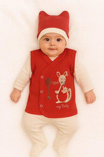 Onouqo Mini Dostlar Cotton Animal Figured 0-3 Months Baby Vest - Unisex - Soft Textured