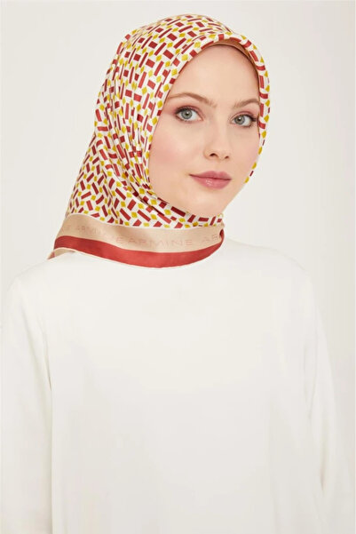 Armine Μινκ - Μπορντό Μεταξωτό Φουλάρι με Γεωμετρικό Σχέδιο Tivil IST 9151 - 53