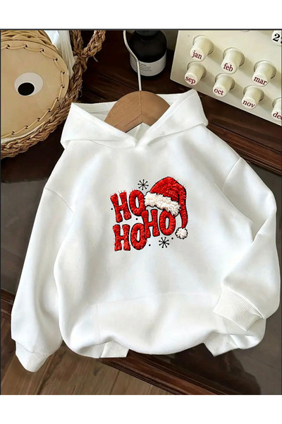 BG BASKI ATÖLYESİ Yeni Yıl Temalı Merry Christmas Ho Ho Ho Yazılı Baskılı Regular Basic Sweatshirt/Hoodie
