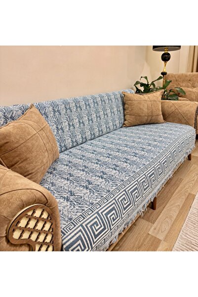 montanahome Seat Cover Luxurious Cotton Labyrinth Pattern Non-Slip Double-Sid...