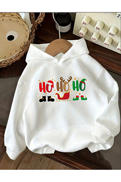 BG BASKI ATÖLYESİ Yeni Yıl Temalı Merry Christmas Ho Ho Ho Yazılı Baskılı Regular Basic Sweatshirt/Hoodie