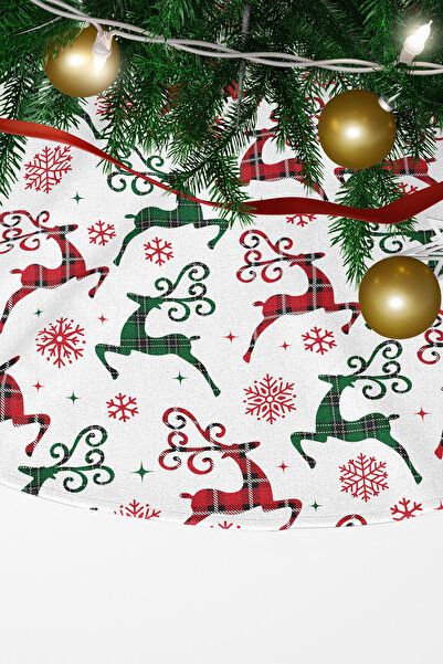 EsnafAli Husă pentru copac de pin în carouri verde roșu