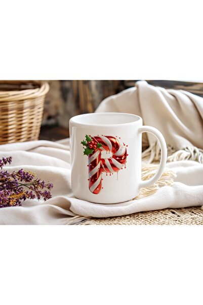 Beramussa P Initial Letter Christmas Themed Mug – New Year Candy Cane Design ...