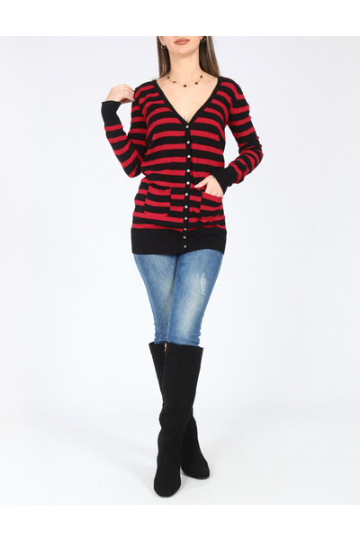 Evendi Cardigan, Red/Black
