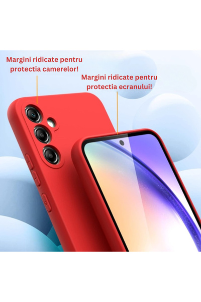 Samsung A54 5G compatible case made of velvety silicone with camera protection - Red