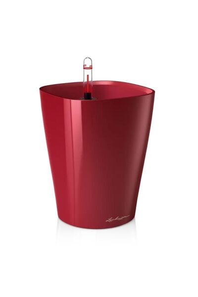 Lechuza Ghiveci cu auto-udare Deltini 1,2 L, Burgundia lucioasă, Inserție det...