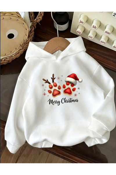 BG BASKI ATÖLYESİ New Year Themed Merry Christmas Written Paw Patterned Print...