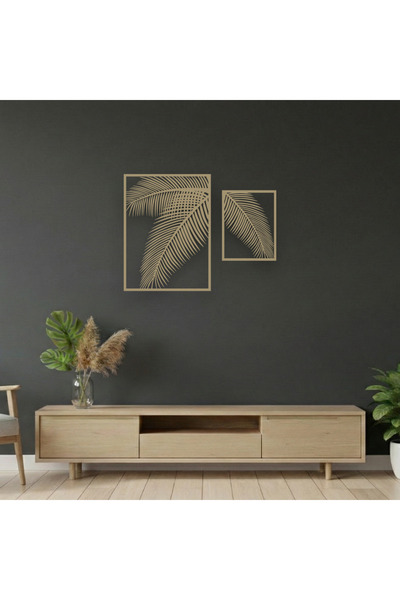 EckDekor Palmiye Gölgesi Seti Lazer Kesim Ahşap Duvar Dekorasyonu