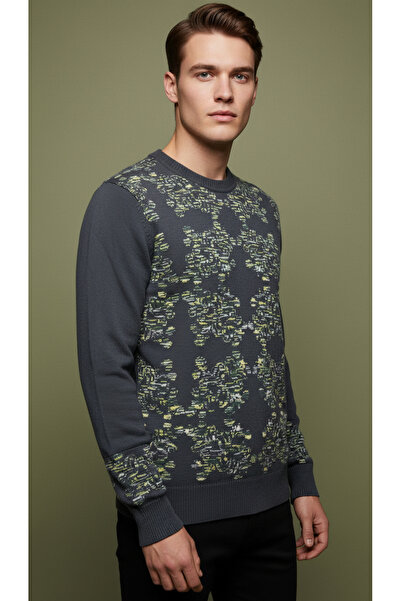 Digz fashion سترة تريكو قصة ضيقة من القطن بنسبة 100% باللون الرمادي والأخضر