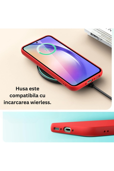 Samsung A54 5G compatible case made of velvety silicone with camera protection - Red