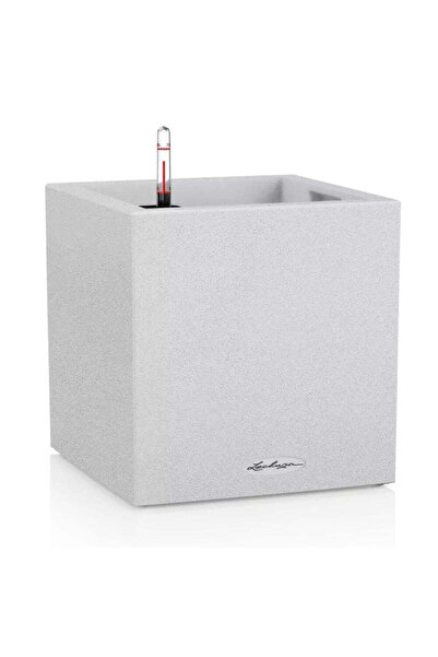 Lechuza Jardinieră CANTO Stone Low 30 cu auto-udare, 12 L, efect de piatră albă