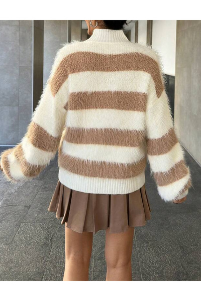 Evendi Oversized Sweater, Brown/White