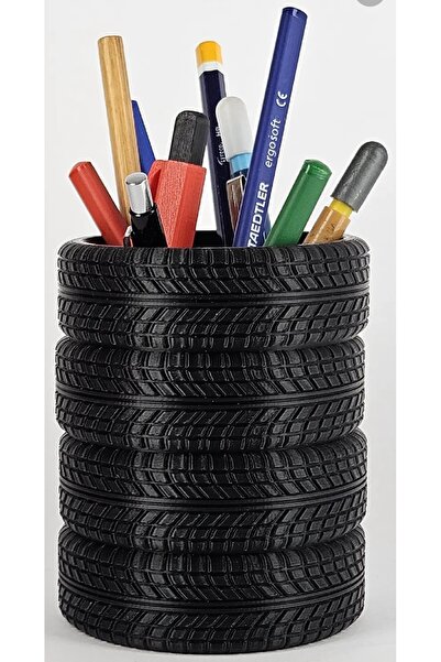 BUNUVER Auto Tire Black Pen Holder, Desk Top Tire Pen Holder Organizer