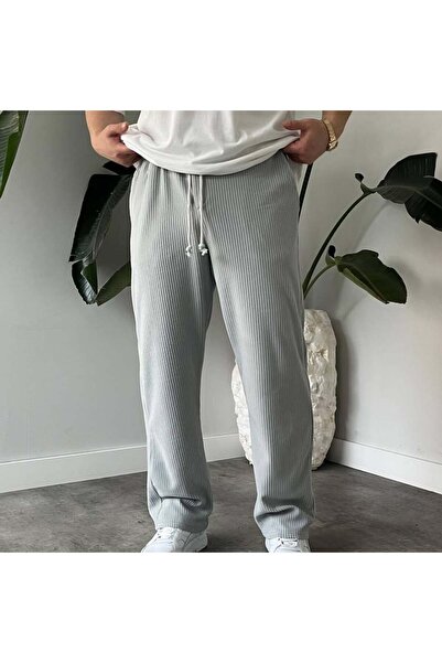 Patch & Loom Pantaloni bărbătești din țesătură tip prosop, largi și confortabili