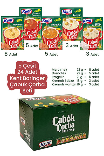Kent Boringer Çabuk Çorba Seti (5 Çeşit 24 Adet)