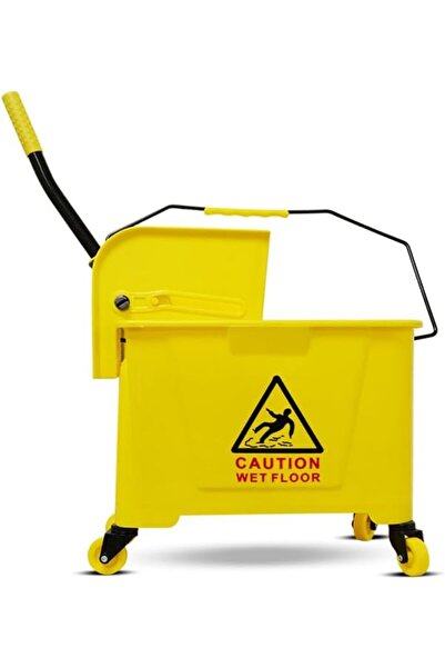 Cleany Genie دلو ممسحة مع عجلة ومعصرة - 20 لترًا، أصفر