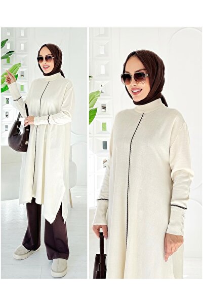 BZ BUTİK Biyeli uzun triko tunik