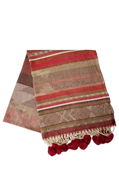 OEM Women's cashmere scarf with faux fur tassels, 186 x 70 cm, checkered, soft to the touch