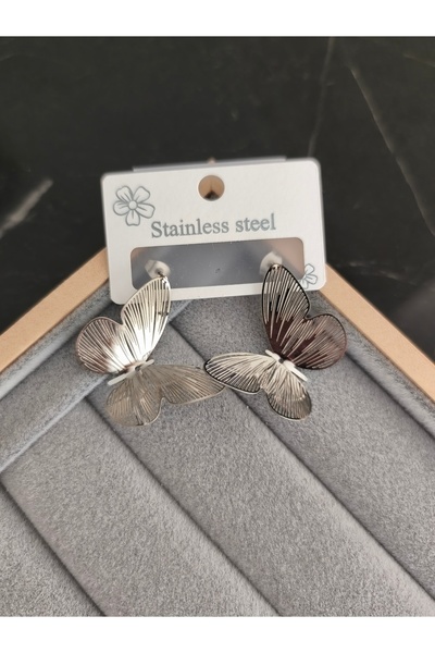 MutluBiDünya Çelik Kelebek Küpe