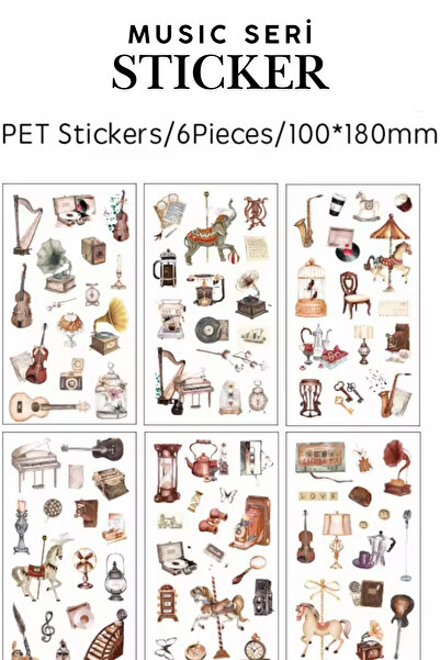 Vox Art Retro Scrapbook Sticker ( Şeffaf PET ), 6 yaprak 18*10cm