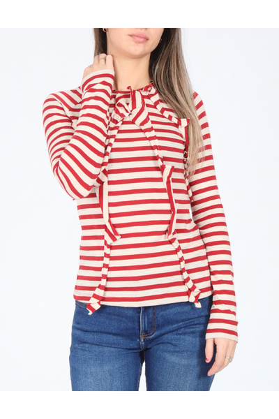 Evendi Blouse, Red/Cream