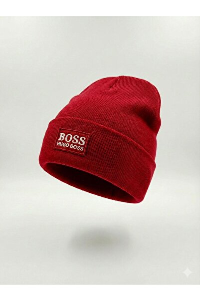 HUGO Striped wool blend hat, Unisex, One Size, Red