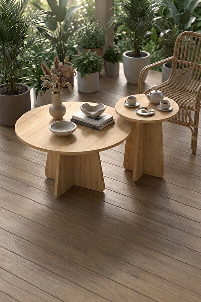 PDMPOİNT DOLAP MARKET Hitit 2'li Orta Sehpa 72 cm-40 cm, İskandinav Orta Sehp...