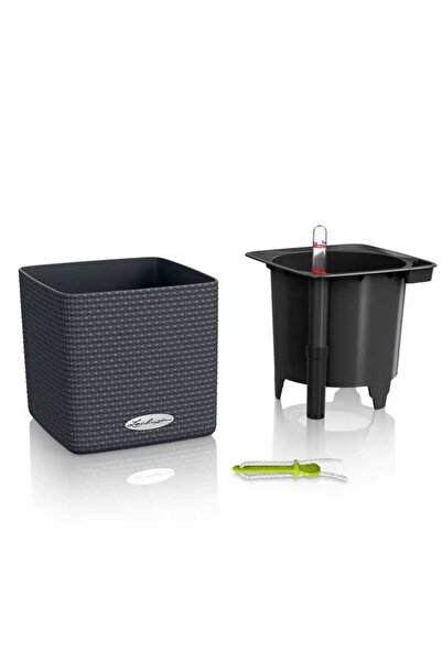 Lechuza CUBE Color Self-Watering Pot 16, white rattan effect