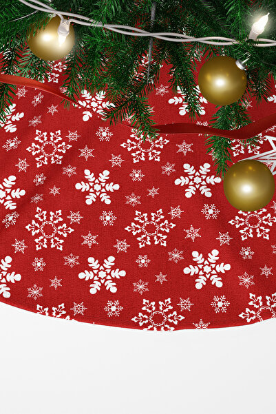 EsnafAli Fulgi de zăpadă roșii și albe, acoperire pentru brad de Crăciun