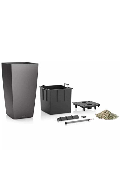 Lechuza Cubico Premium 30 Self-Watering Planter, 14 L, Glossy Black