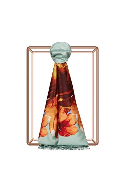 ipekevi Uyanış Desenli İpek Şal Su Yeşili