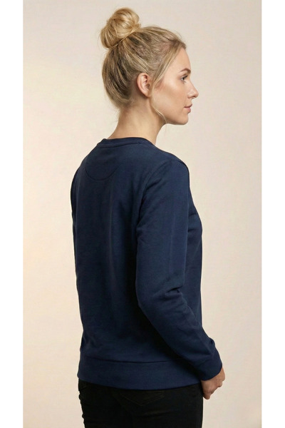 Gant Navy blue blouse with round collar and long sleeves