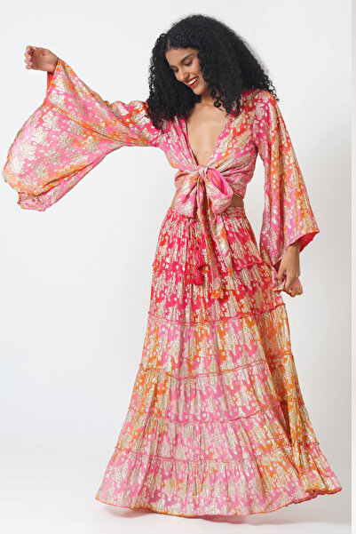 LEVLA PARIS Varaklı Spanish Long-Sleeved Skirt Suit