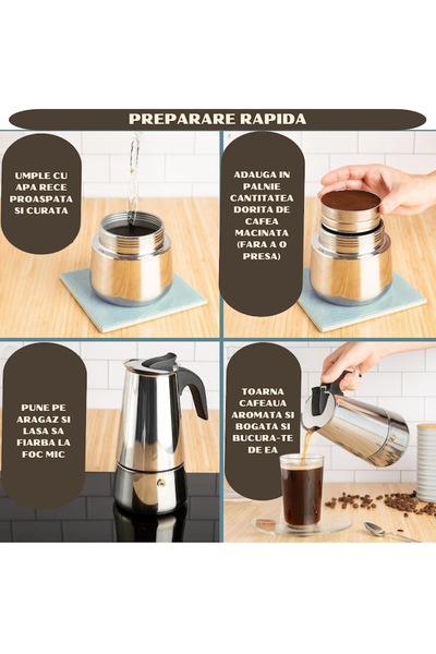 OEM Stovetop Moka Coffee Maker, Stainless Steel, 600 ml (12 cups), Italian design