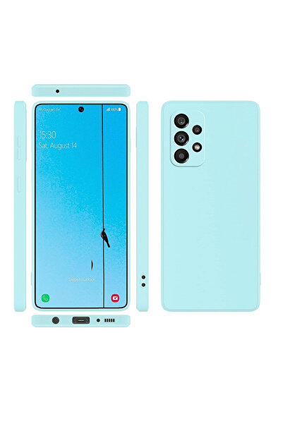 Samsung Carcasă compatibilă cu A53 5G, fabricată din silicon catifelat cu protecție pentru cameră - Albastru deschis