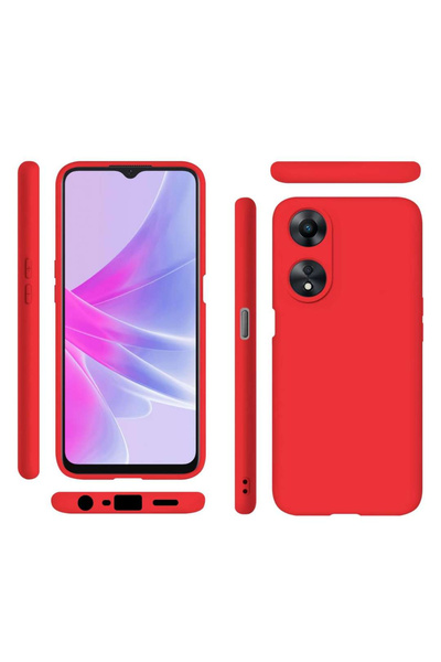 OPPO Case for A78 5G made of velvety silicone with microfiber interior and camera protection - Red