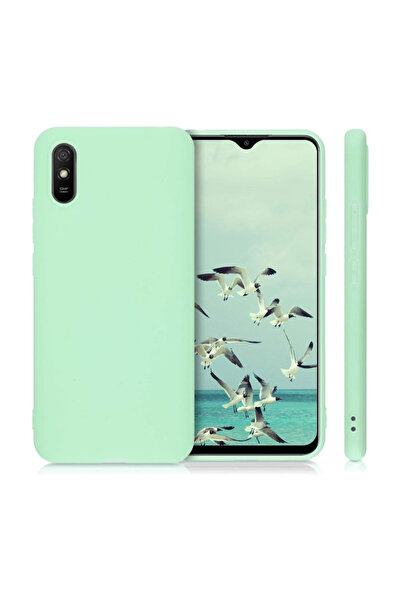 Xiaomi Redmi 9A compatible case made of velvety silicone with camera protection - Turquoise