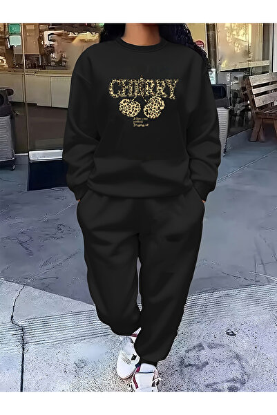 MODAVİBE Γυναικείο σετ φόρμας με λαιμόκοψη 0-γιακά, 2 κλωστές, σε ραντονωμένη...