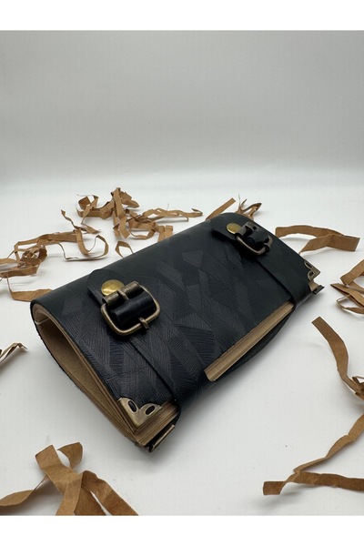 LAYDA 100% Genuine Leather Vintage Notebook Patterned Black