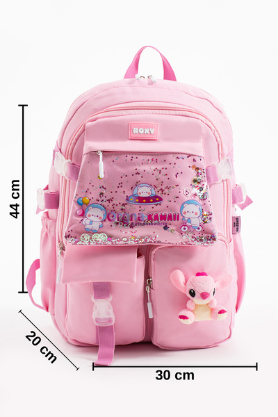 Sona Park Pink Stitch Kawaii Korean Style Multi-Compartment Children's - School Bag, Lunch Box, Pencil Case Set