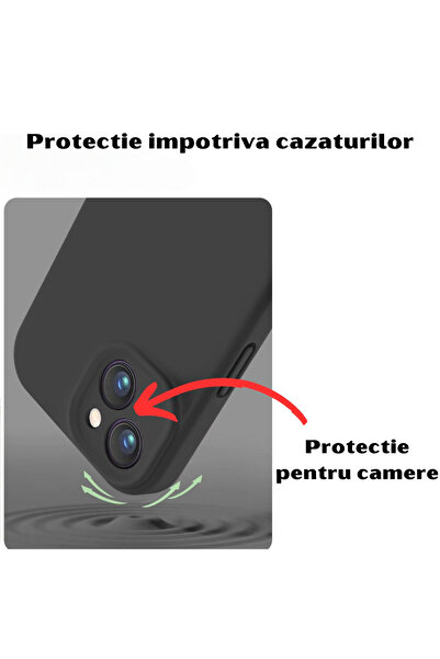 OEM Velvety silicone case for iPhone 15 with microfiber interior and camera protection - Black