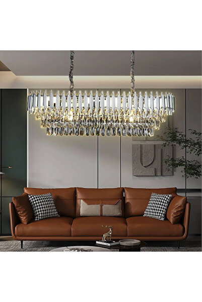 HAMER نجف مودرن مستطيل فضي E14 قطر 100*35 سم